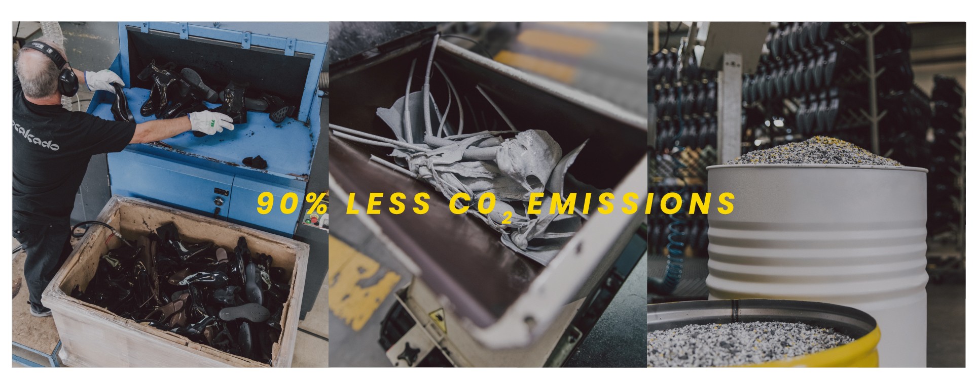 Recycled footwear with 90% less CO2