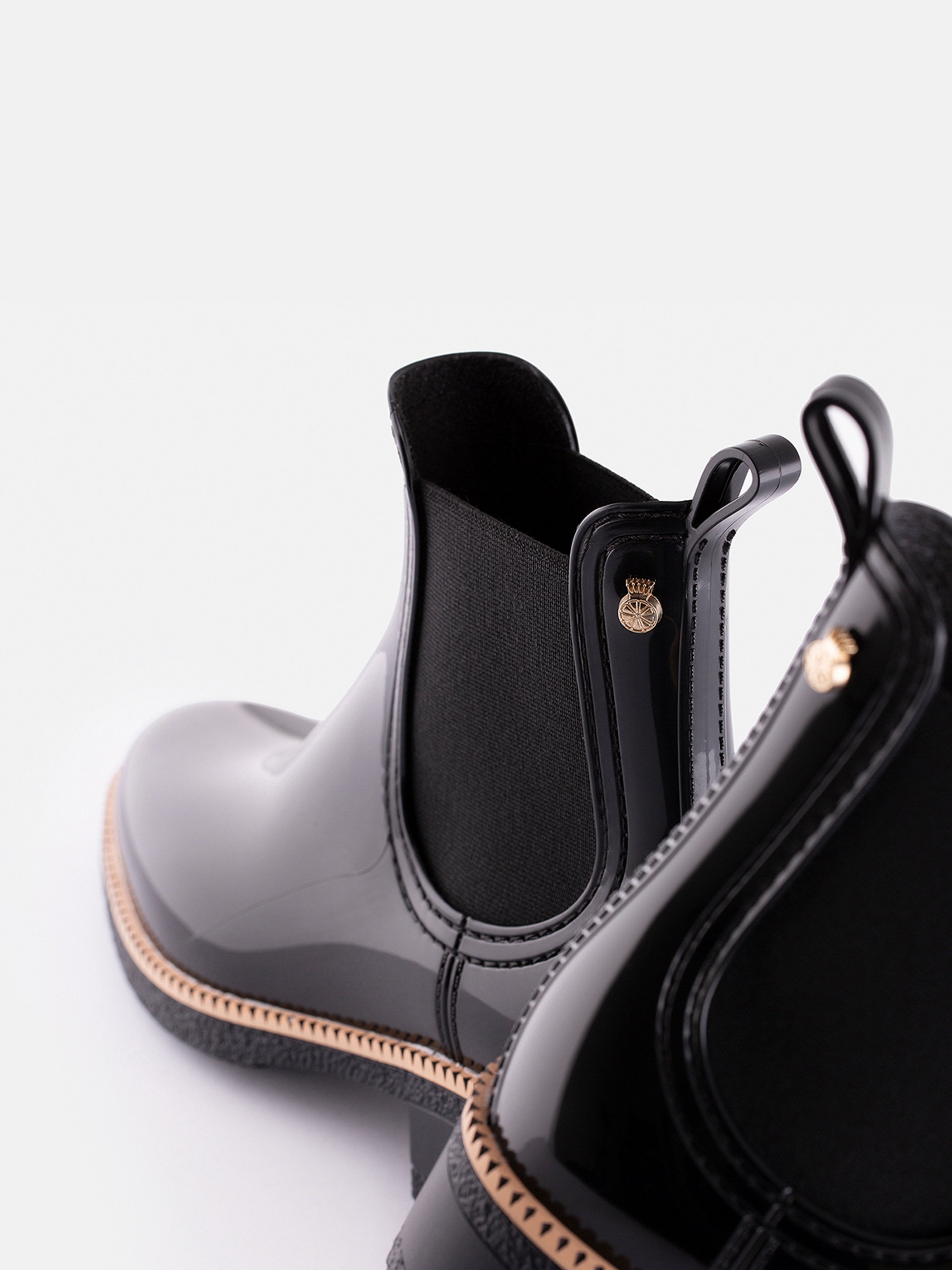 Lemon Jelly Black Ankle Rain Boots with Heel Women AVA 01 10014005
