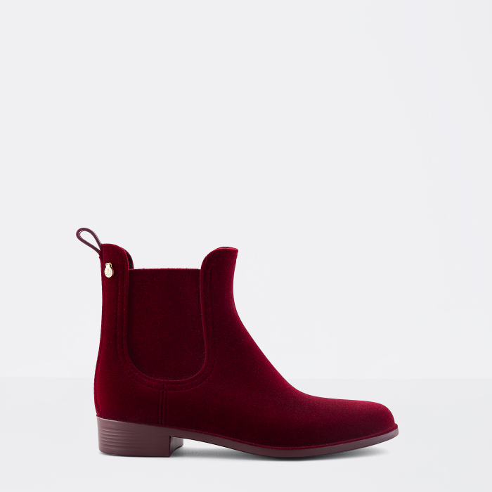 Lemon Jelly | Bordeaux Flocked Rain Boots | Women VELVETY 14 - 10012293