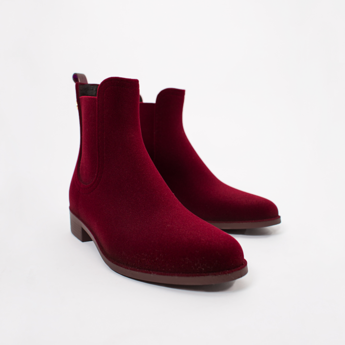 Lemon Jelly | Bordeaux Flocked Rain Boots | Women VELVETY 14 - 10012293