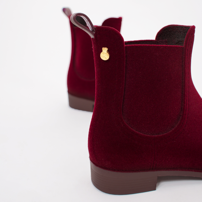 Lemon Jelly | Bordeaux Flocked Rain Boots | Women VELVETY 14 - 10012293