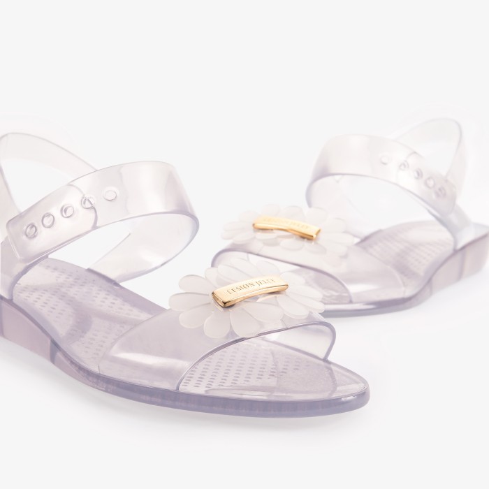 Lemon Jelly | Clear Flat Jelly Sandals with Flower SPRING 06