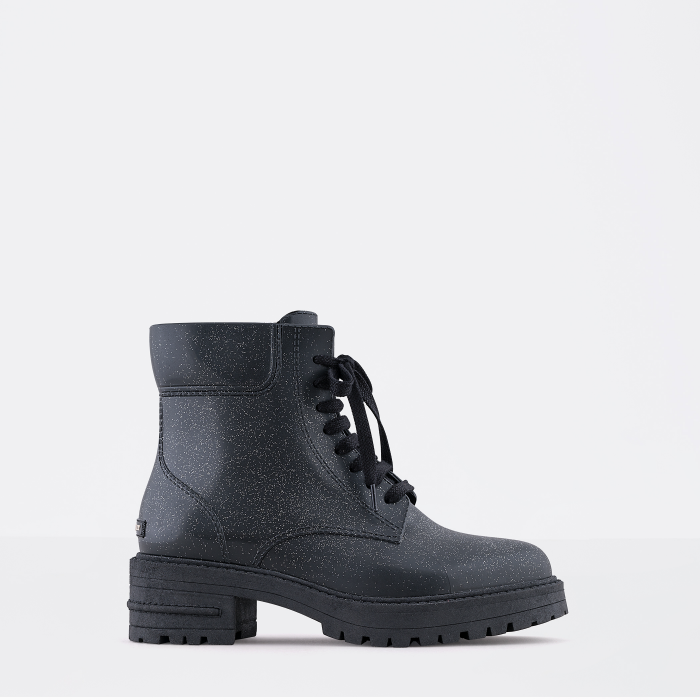 Lemon Jelly | Laced Up Black Combat Boots with Glitter ISBEL 01 - 10014013