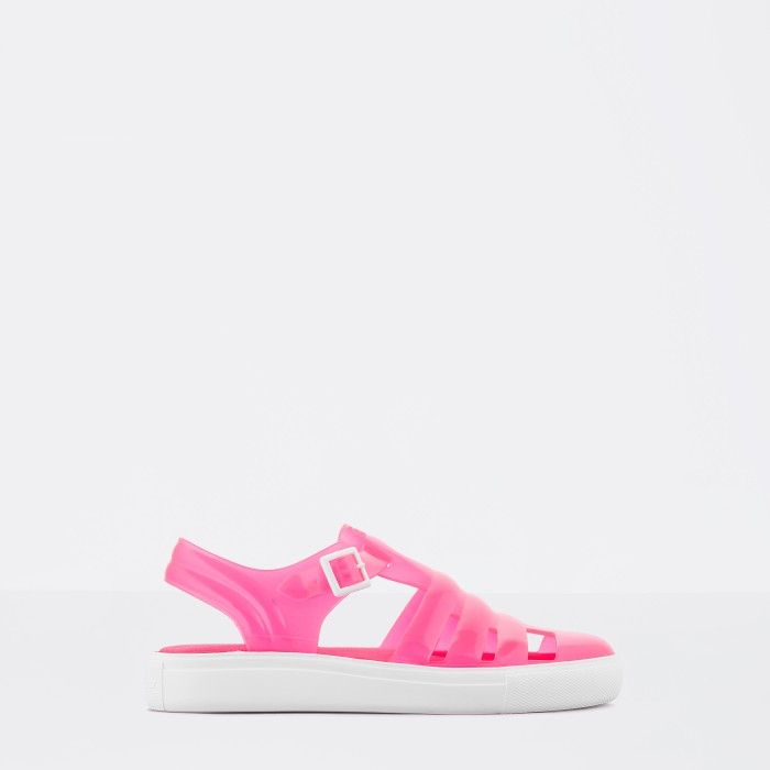 Lemon Jelly | Clear Neon Pink Fisherman Jelly Sandals CRYSTAL 11