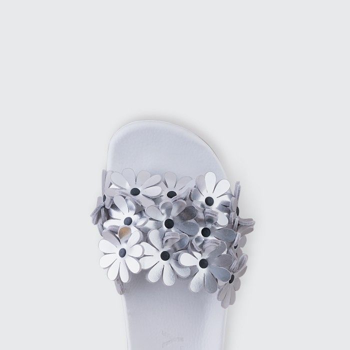 Lemon Jelly | White Woman Slides with Flowers SHILOH 05 - 10015130