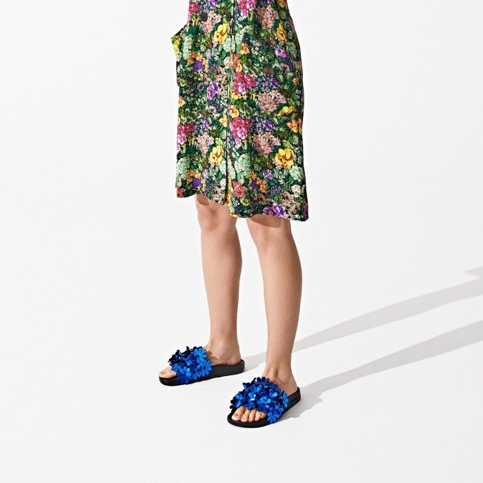 Lemon Jelly | Blue Woman Slides with Flowers | Women SHILOH 01 - 10014925