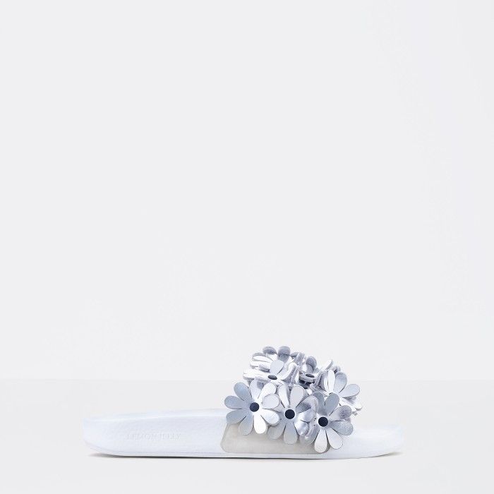 Lemon Jelly | White Woman Slides with Flowers SHILOH 05 - 10015130
