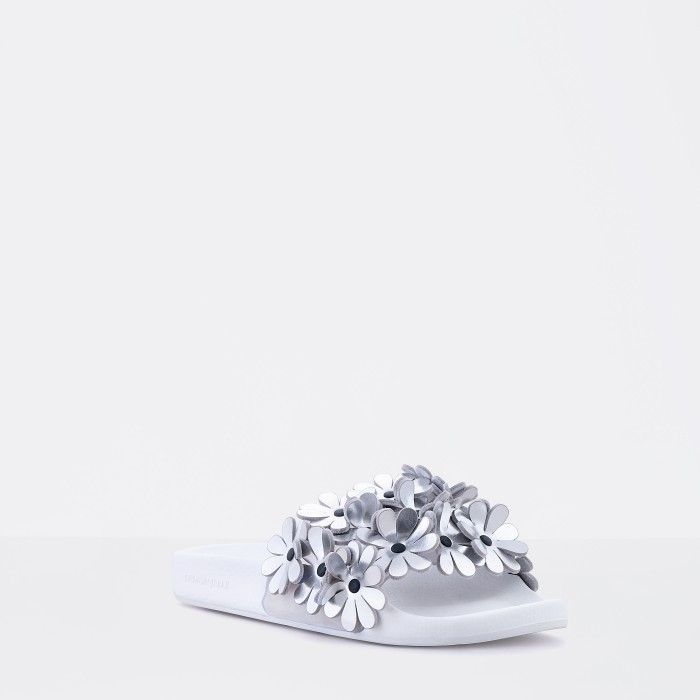 Lemon Jelly | White Woman Slides with Flowers SHILOH 05 - 10015130