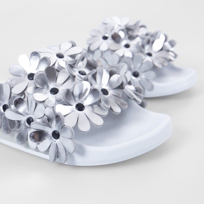 Lemon Jelly | White Woman Slides with Flowers SHILOH 05 - 10015130