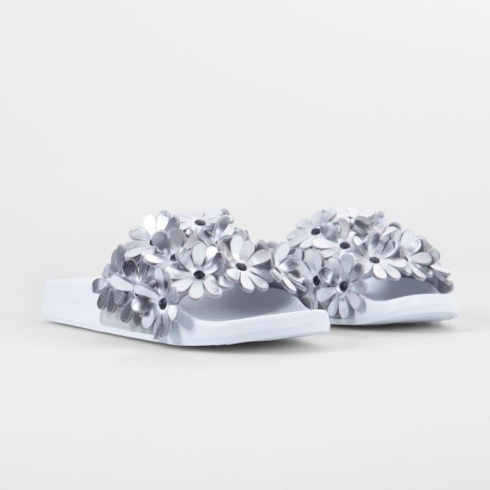 Lemon Jelly | White Woman Slides with Flowers SHILOH 05 - 10015130