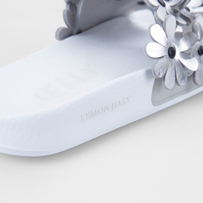 Lemon Jelly | White Woman Slides with Flowers SHILOH 05 - 10015130