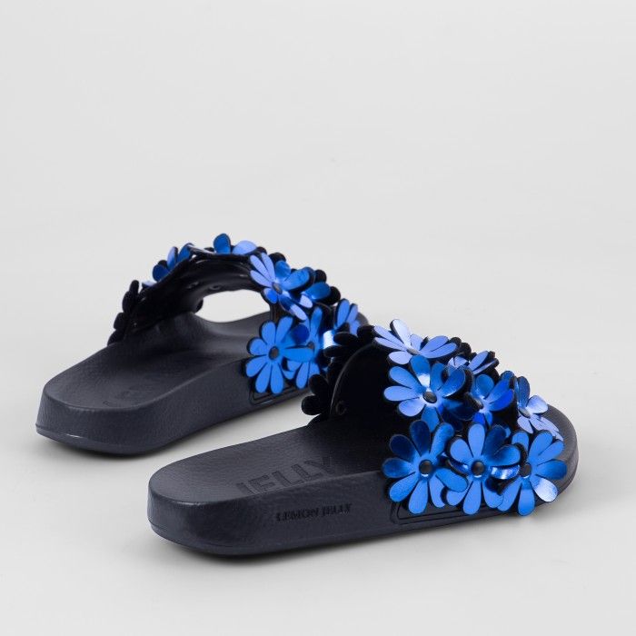 Lemon Jelly | Blue Woman Slides with Flowers | Women SHILOH 01 - 10014925