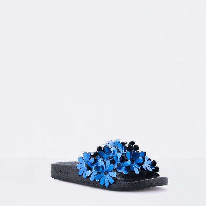 Lemon Jelly | Blue Woman Slides with Flowers | Women SHILOH 01 - 10014925