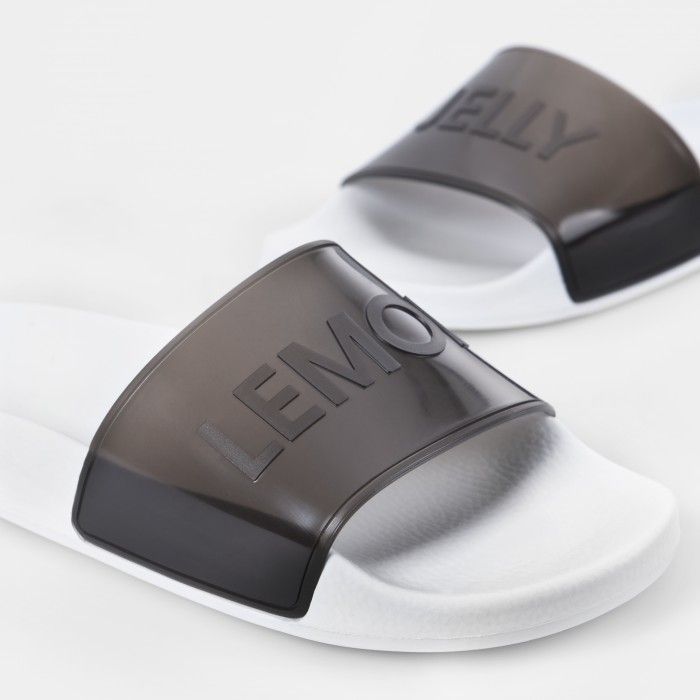 Lemon Jelly | Clear Black Woman Slides with Letters NEON 01