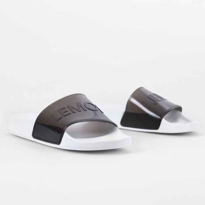 Lemon Jelly | Clear Black Woman Slides with Letters NEON 01