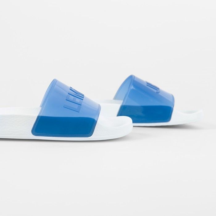 Lemon Jelly | Clear Blue Woman Slides with Letters NEON 02