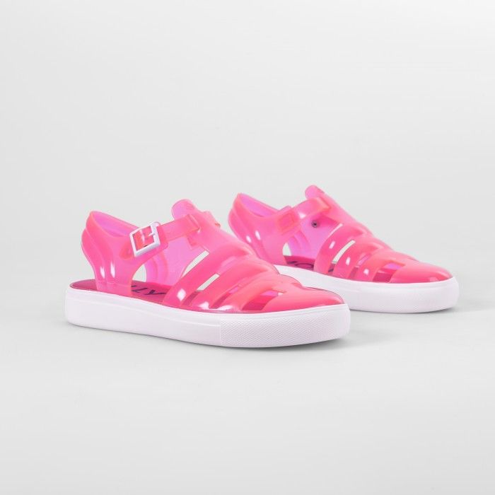 Lemon Jelly | Clear Neon Pink Fisherman Jelly Sandals CRYSTAL 11