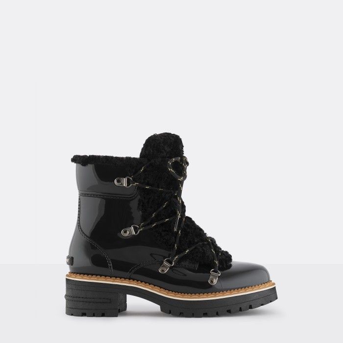 Lemon Jelly | Black Military Boots with Fur | Women ANNA 01 - 10015682