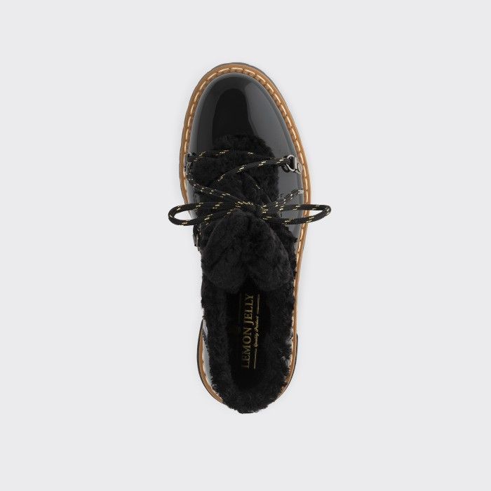 Lemon Jelly | Black Military Boots with Fur | Women ANNA 01 - 10015682