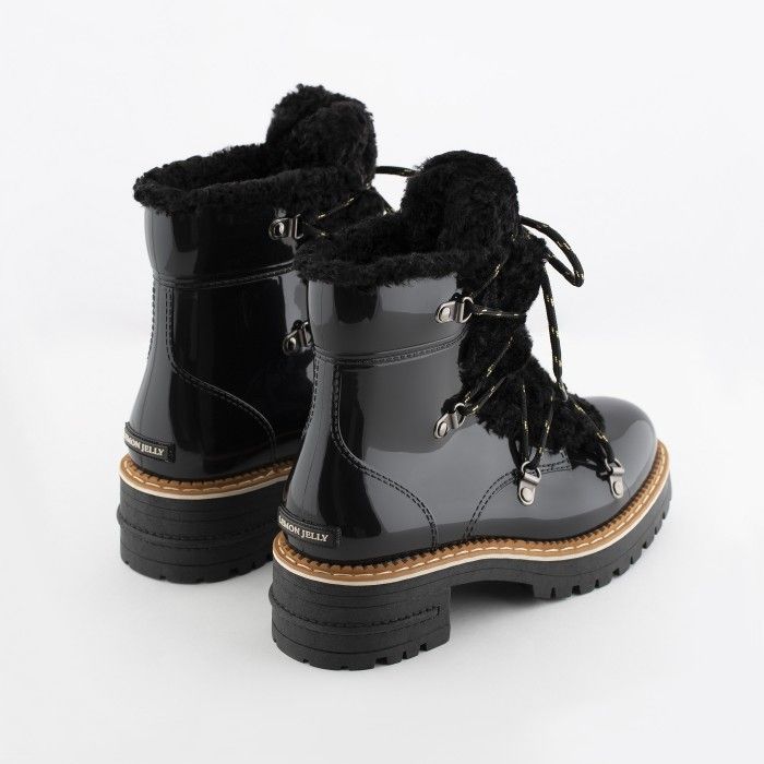 Lemon Jelly | Black Military Boots with Fur | Women ANNA 01 - 10015682