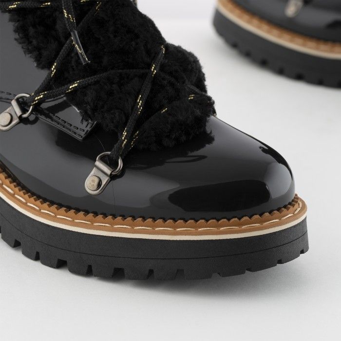 Lemon Jelly | Black Military Boots with Fur | Women ANNA 01 - 10015682