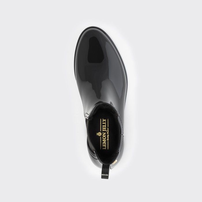 Lemon Jelly | Black Rain Boots with Fur Interior WARM COMFY 01 - 10015738