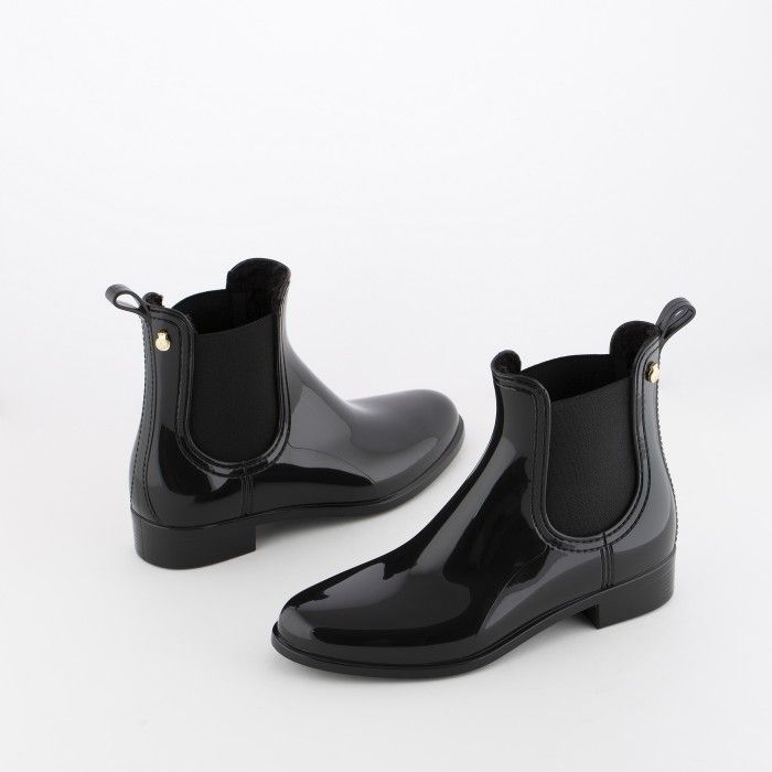 Lemon Jelly | Black Rain Boots with Fur Interior WARM COMFY 01 - 10015738
