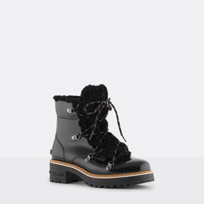 Lemon Jelly | Black Military Boots with Fur | Women ANNA 01 - 10015682