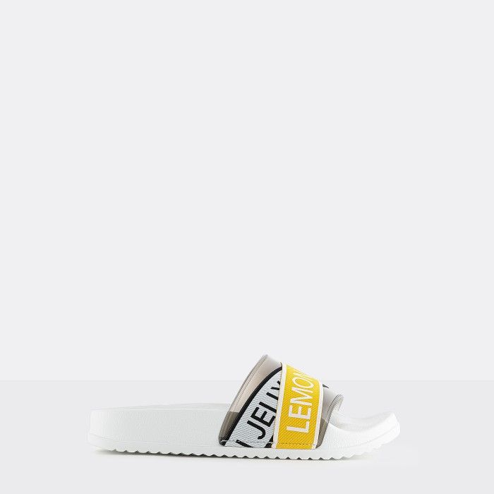 Lemon Jelly | Chinelos Femininos Brancos/Amarelos c/ Logo MAISIE 02 - 10016696