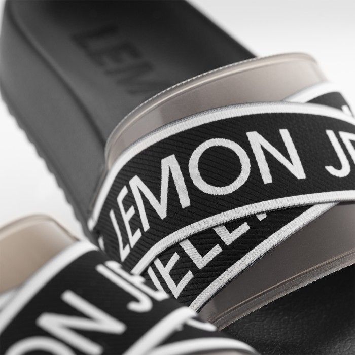 Lemon Jelly | Vegan Women Black Slides with Logo MAISIE 01