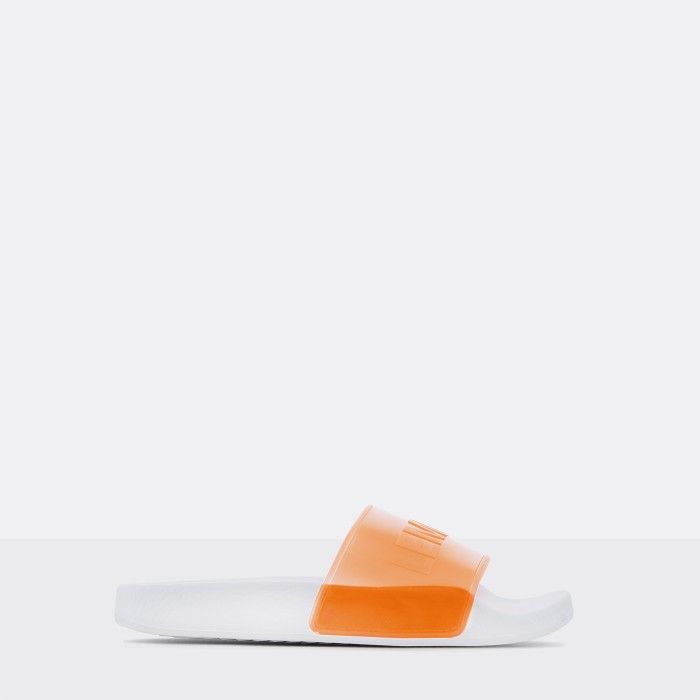 Lemon Jelly | Clear Orange Woman Slides with Letters NEON 05