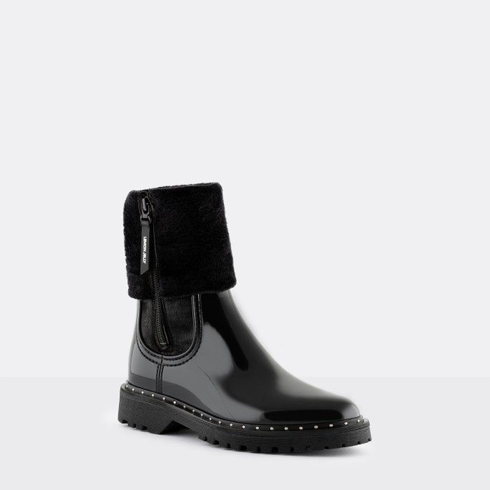 Lemon Jelly Vegan Black Ankle Boots with Fur MERCIA 01 - 10017240