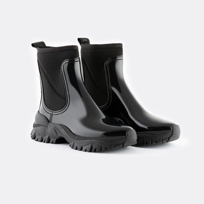 Lemon Jelly Vegan Sporty Black Ankle Boots w/ Neoprene CHERYL 01 - 10017245