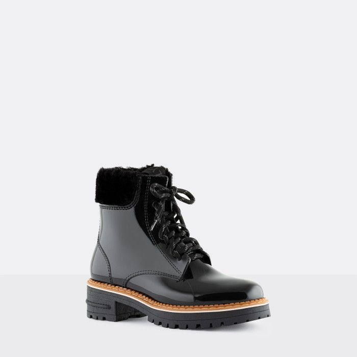 Lemon Jelly Vegan Black Low Boots with Synthetic Fur OLETA 01 - 10017249