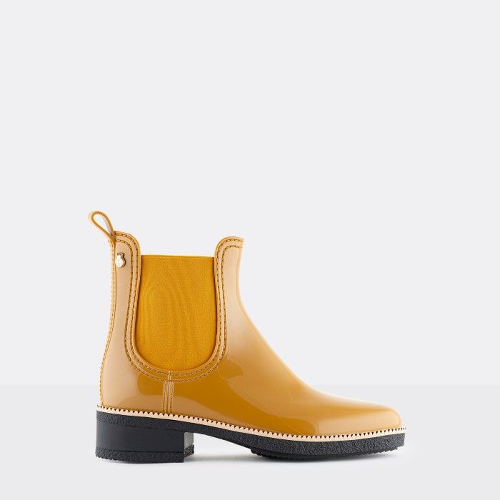 Lemon Jelly Vegan Yellow Ankle Boots with Low Heel AVA 16