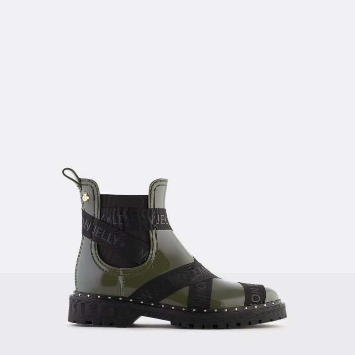 Lemon Jelly Vegan Green Ankle Boots with Straps FRANKIE 06