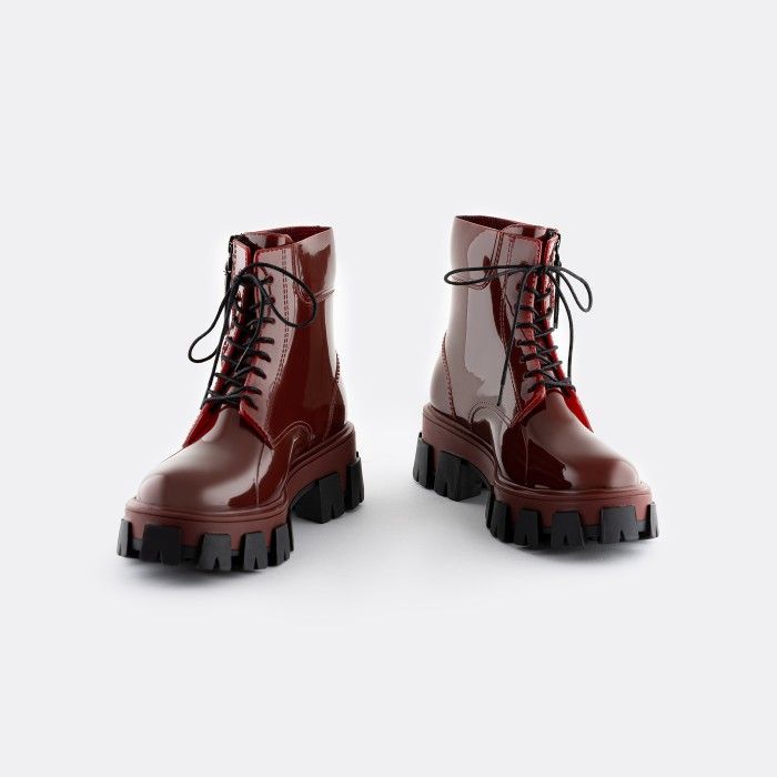 Lemon Jelly | Botas Cano Curto Borgonha com Fecho Vegan RAINA 04 - 10017459