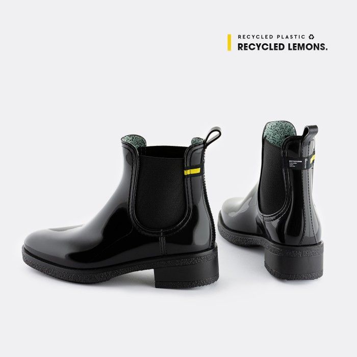 Lemon Jelly Vegan Recycled Black Ankle Boots LINDSEY 06