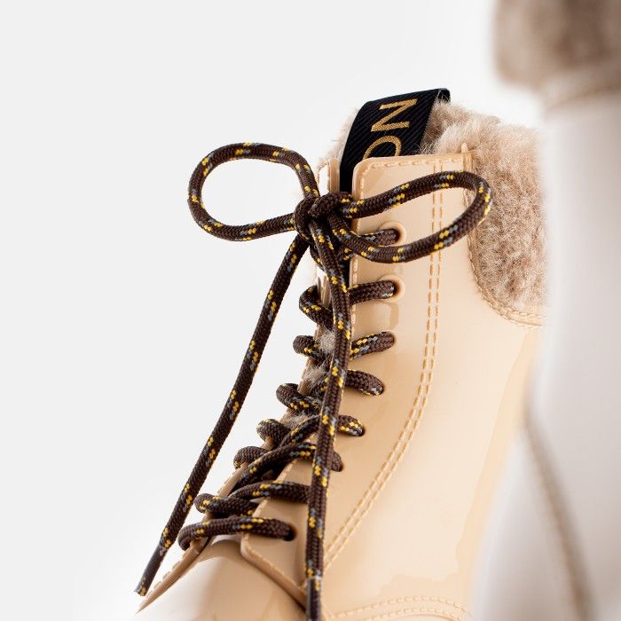 Lemon Jelly Vegan Beige Low Boots with Synthetic Fur OLETA 02 - 10017438