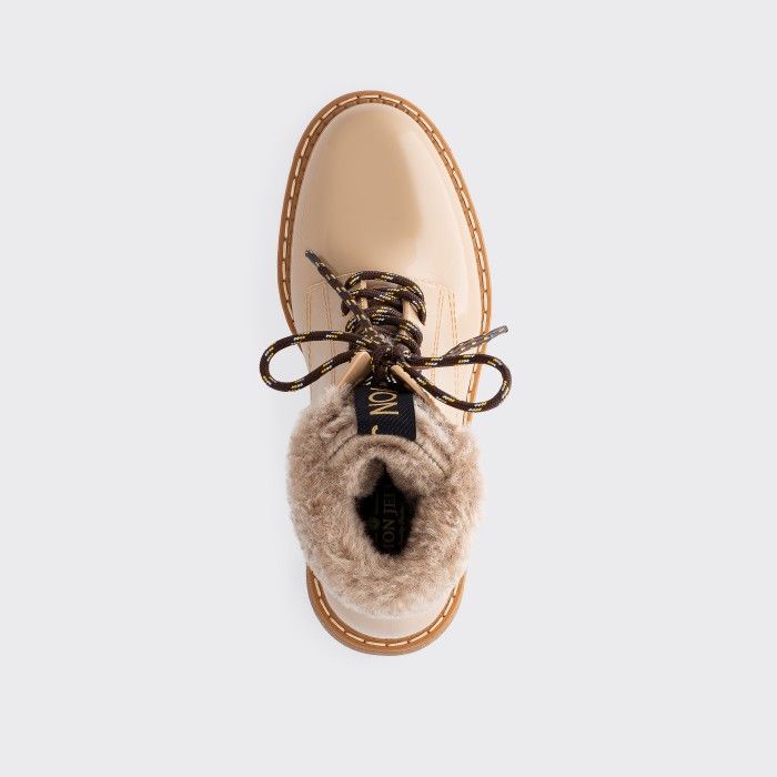 Lemon Jelly Vegan Beige Low Boots with Synthetic Fur OLETA 02 - 10017438