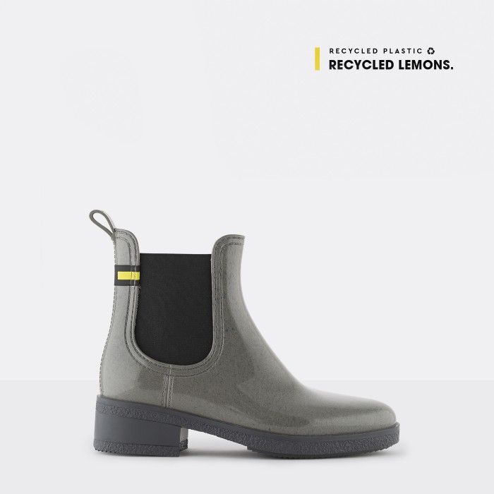 Lemon Jelly | Grey Recycled Ankle Boots with Heel LINDSEY 02