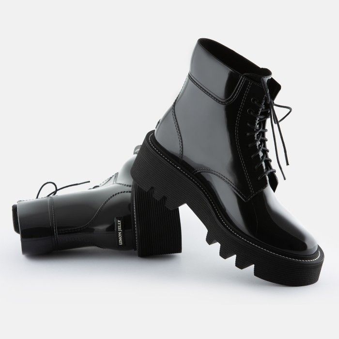 Lemon Jelly Super Light Jelly Black Boots with Laces SHARON 01