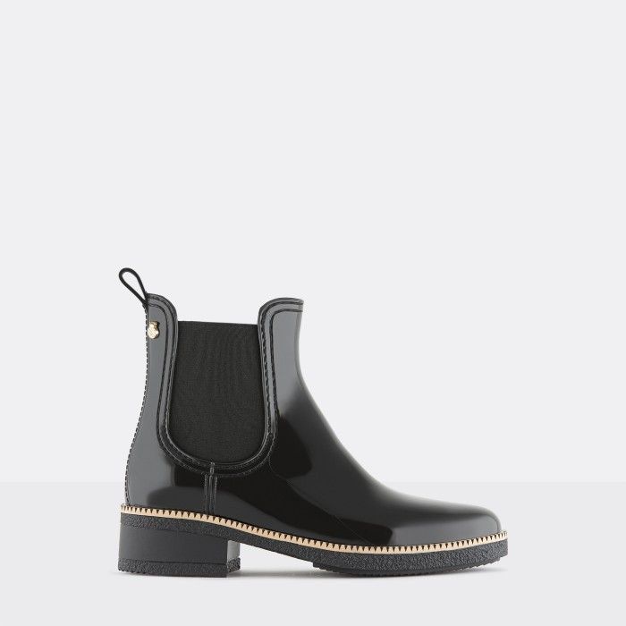 Lemon Jelly | Black Ankle Rain Boots with Heel | Women AVA 01 - 10014005