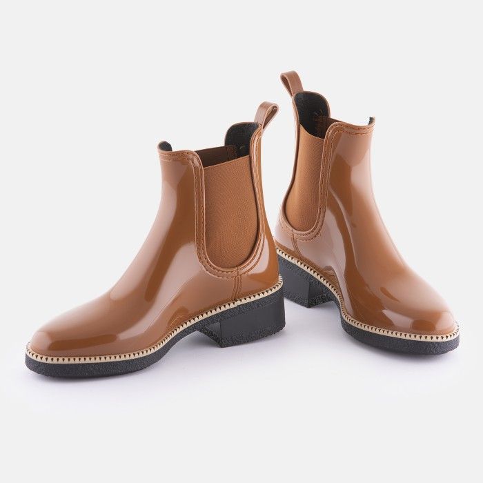 Lemon Jelly Vegan Brown Ankle Boots with Low Heel AVA 18