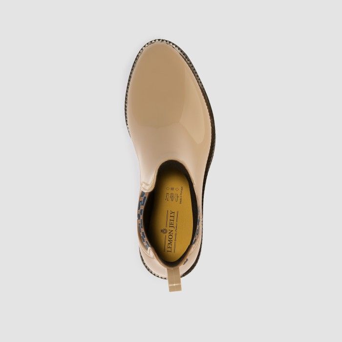 Lemon Jelly Vegan Beige Ankle Boots w/ Pattern Elastic TESSA 05