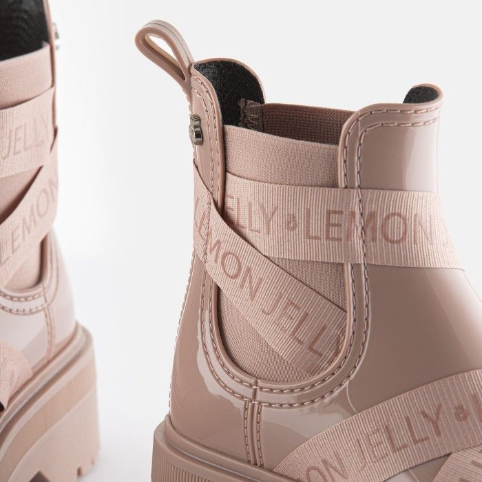 Lemon Jelly Platform Pink Low Boots with Straps FRANCESCA 07 - 10018778