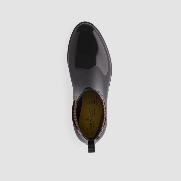 Lemon Jelly Vegan Black Ankle Boots w/ Tartan Elastic BETH 01