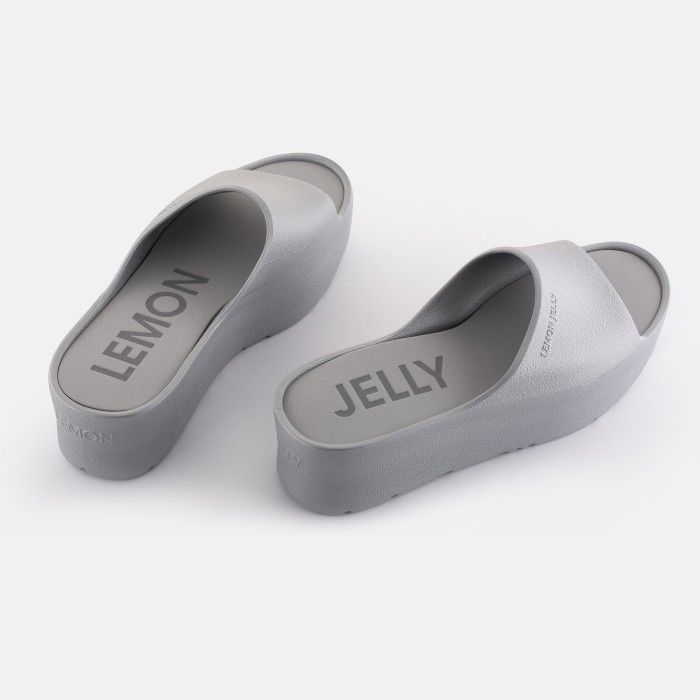 Lemon Jelly Vegan Women Slides | Grey Platform Slides SUNNY 29 - 10019623