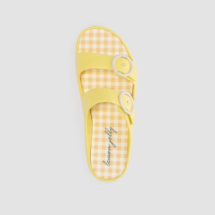 Lemon Jelly Women Slides | Vegan Yellow Platform Slides MARIS 03