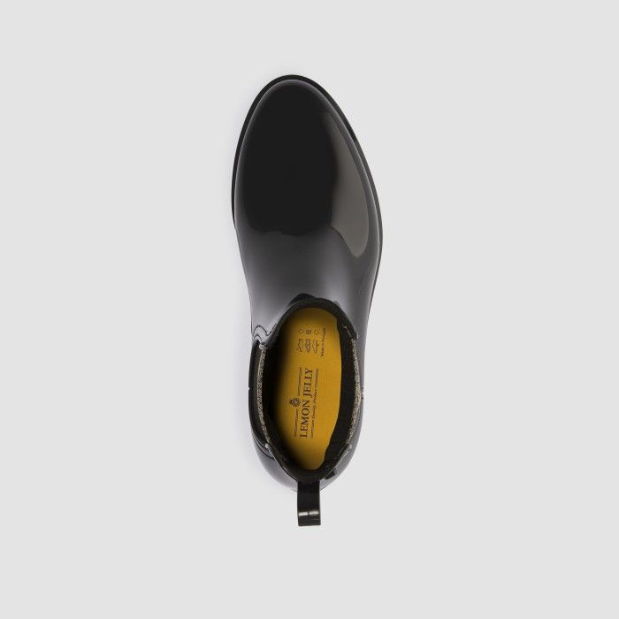 Lemon Jelly Black Chelsea Ankle Boots w/ Pattern Elastic MOANA 01